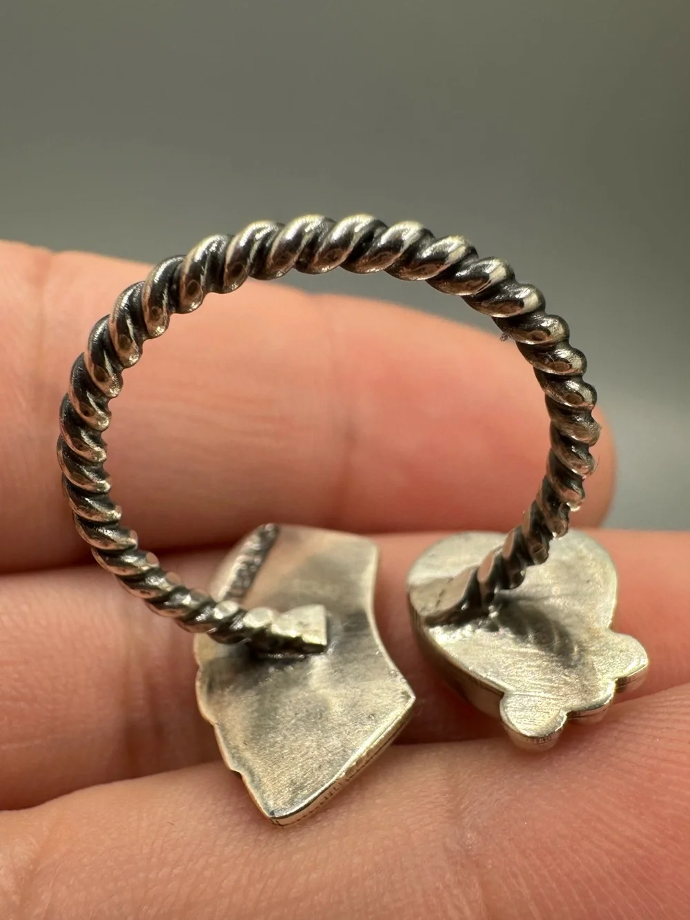 Orange Spiny Sterling Silver 925 Adjustable Poker Cards Heart Ring Handmade